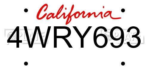 4WRY693 California License Plate
