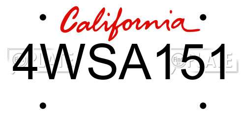 4WSA151 California License Plate