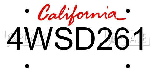 4WSD261 California License Plate