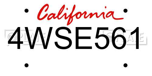 4WSE561 California License Plate