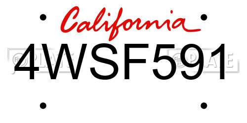 4WSF591 California License Plate