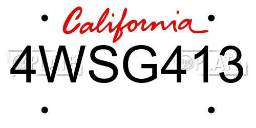 4WSG413 California License Plate