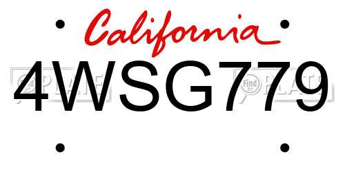 4WSG779 California License Plate