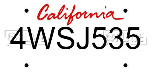 4WSJ535 California License Plate