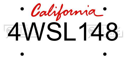 4WSL148 California License Plate