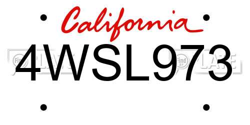 4WSL973 California License Plate
