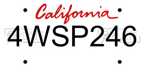 4WSP246 California License Plate