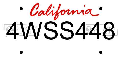 4WSS448 California License Plate