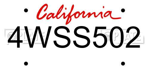 4WSS502 California License Plate