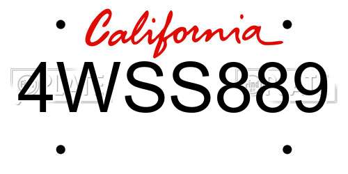 4WSS889 California License Plate