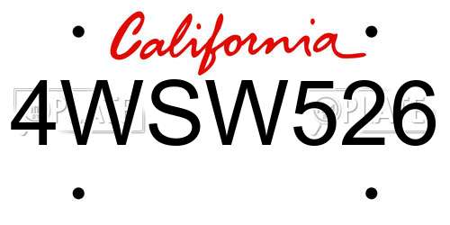 4WSW526 California License Plate