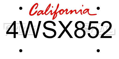 4WSX852 California License Plate