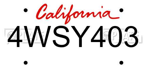 4WSY403 California License Plate