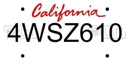 4WSZ610 California License Plate