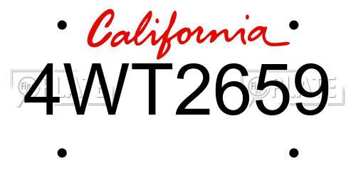 4WT2659 California License Plate