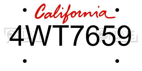 4WT7659 California License Plate