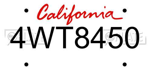4WT8450 California License Plate