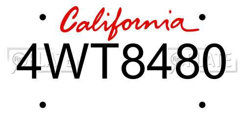 4WT8480 California License Plate