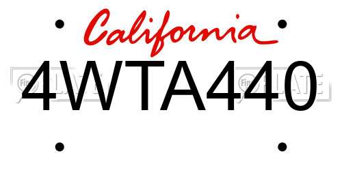 4WTA440 California License Plate