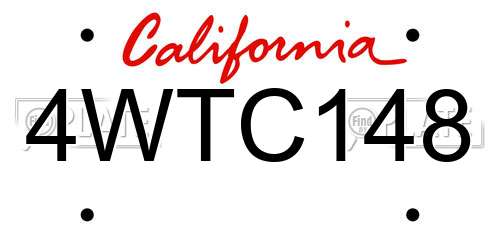 4WTC148 California License Plate