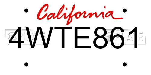 4WTE861 California License Plate