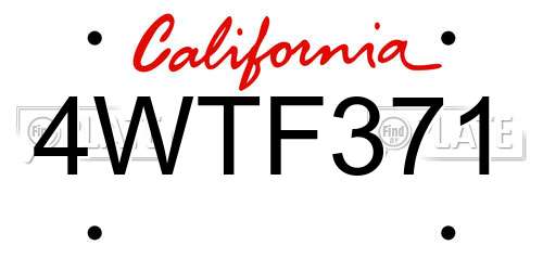 4WTF371 California License Plate
