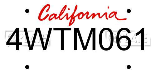 4WTM061 California License Plate