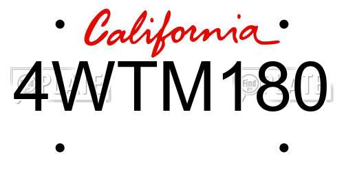 4WTM180 California License Plate
