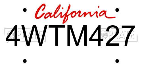 4WTM427 California License Plate