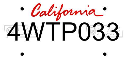 4WTP033 California License Plate