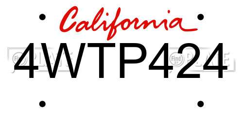 4WTP424 California License Plate