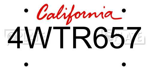 4WTR657 California License Plate