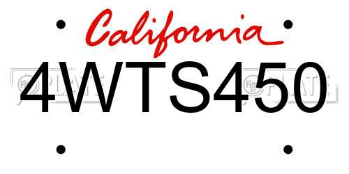 4WTS450 California License Plate