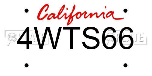 4WTS66 California License Plate