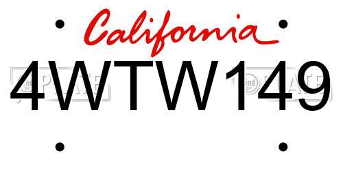 4WTW149 California License Plate