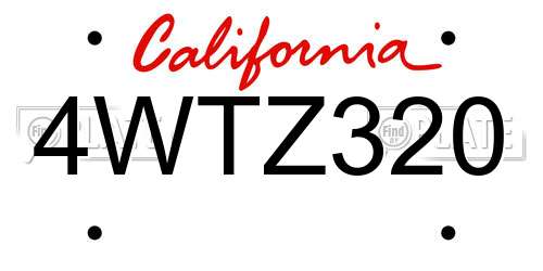 4WTZ320 California License Plate