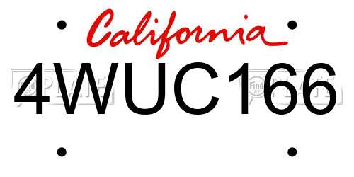 4WUC166 California License Plate
