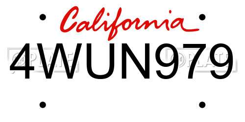 4WUN979 California License Plate
