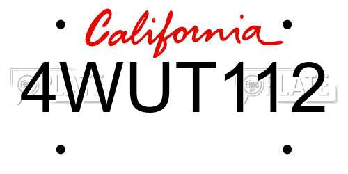 4WUT112 California License Plate