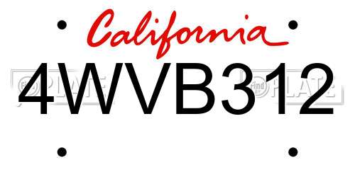 4WVB312 California License Plate