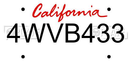 4WVB433 California License Plate