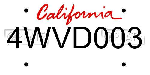 4WVD003 California License Plate