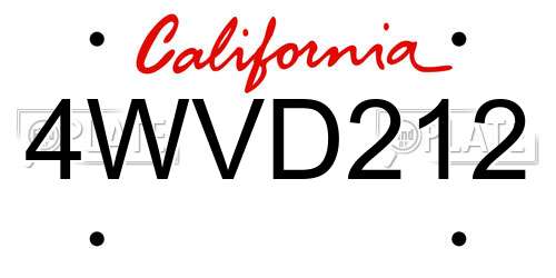 4WVD212 California License Plate