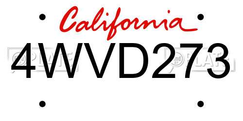 4WVD273 California License Plate