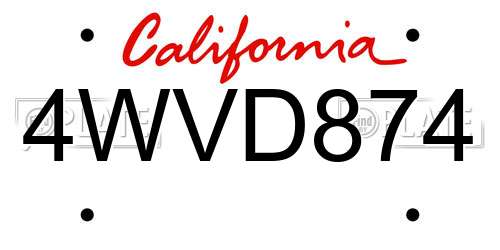 4WVD874 California License Plate
