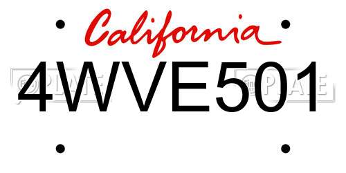 4WVE501 California License Plate
