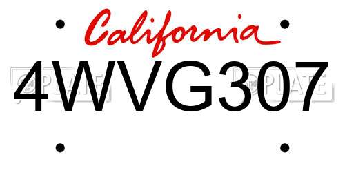 4WVG307 California License Plate