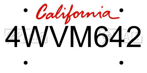 4WVM642 California License Plate