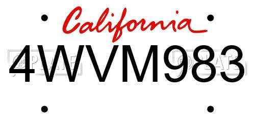 4WVM983 California License Plate