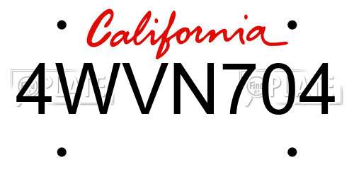 4WVN704 California License Plate